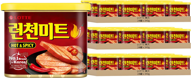 LOTTE 樂天 午餐肉 辣味, 340g, 72罐