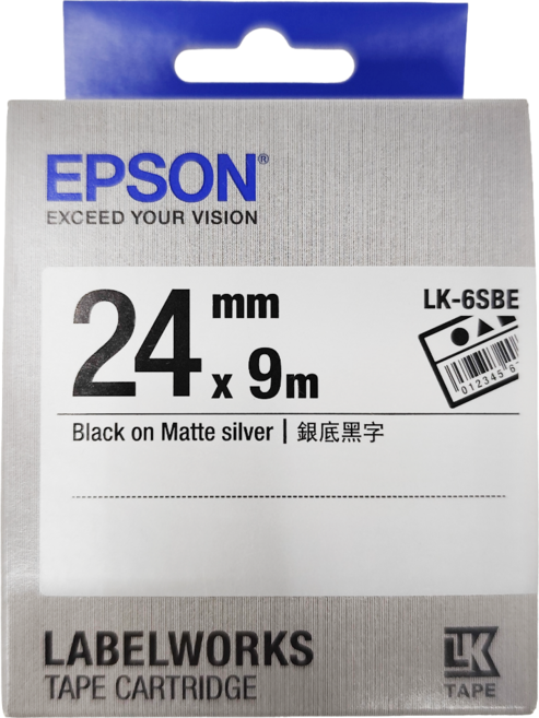 EPSON 台灣公司貨 標籤帶 C53S656409 LK-6SBE 24mm, 銀色, 9m