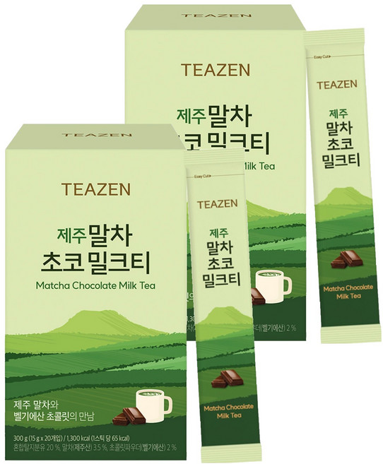 TEAZEN 茶禪 濟州抹茶巧克力奶茶隨身包, 15g, 20條, 2盒