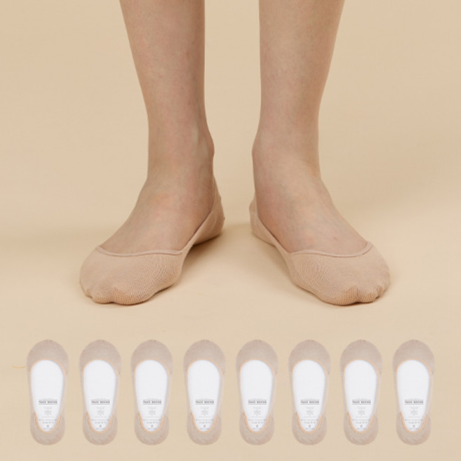 GGRN 여성용 스탠다드 무봉제 심리스 코튼 풋커버 8켤레 세트