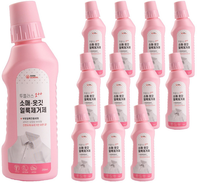 소다스쿨 투플러스 소매 옷깃 얼룩제거제, 12개, 250ml