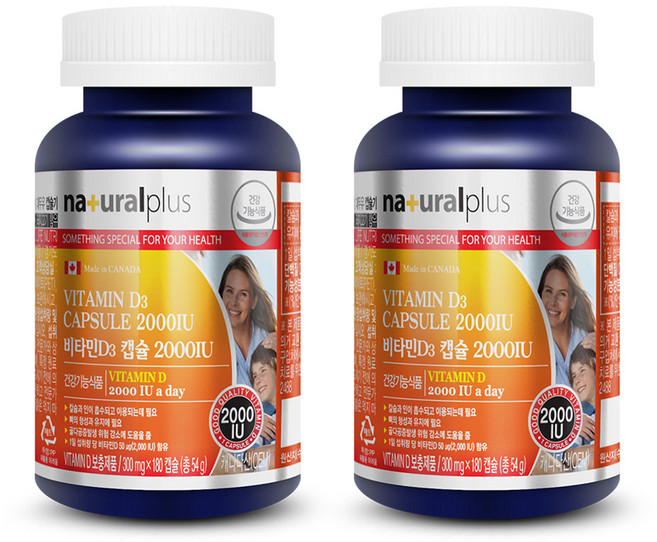 내츄럴플러스 비타민D3 캡슐 2000IU, 180정, 2개