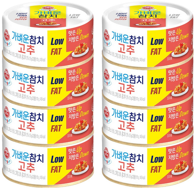 오뚜기 가벼운참치 고추, 135g, 8개