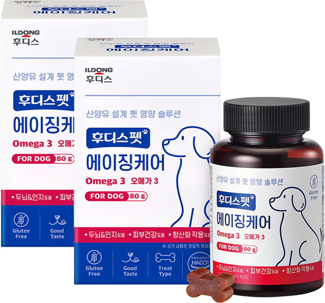 후디스펫 강아지 영양제, 80g, 오메가3, 2개