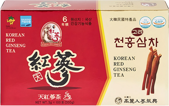 振興高麗人蔘 高麗天紅蔘茶禮盒, 100包, 1盒, 3g