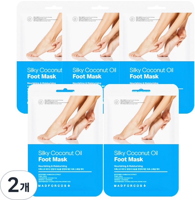 매드포코스 촉촉한 실키 코코넛 오일 풋마스크, 5개입, 2개, 16ml