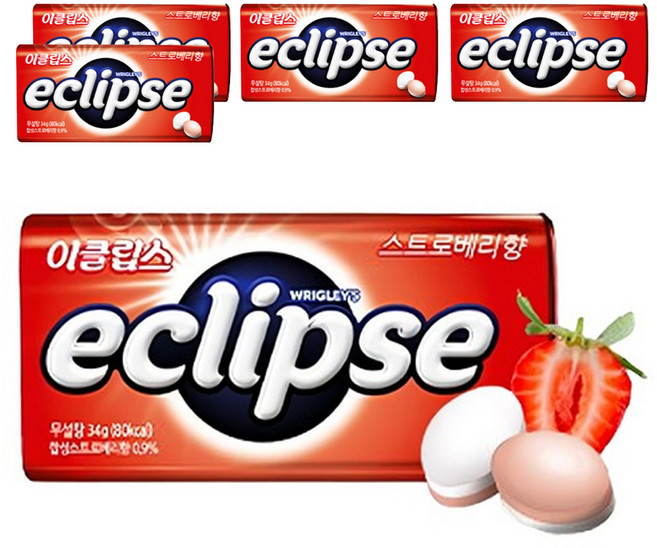 이클립스 스트로베리향 캔디, 34g, 5개