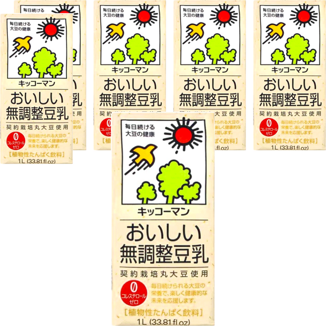 KIKKOMAN 龜甲萬 豆乳 無調整, 6瓶, 1L