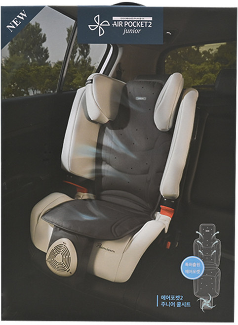 DAIICHI 空氣清淨3D立體循環涼墊 Junior 2 三點式安全帶兒童款, 霧灰色, 1個