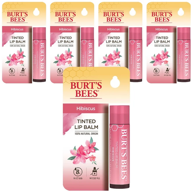 버츠비 틴티드 립밤, 히비스커스, 4.25g, 5개 - 쿠팡