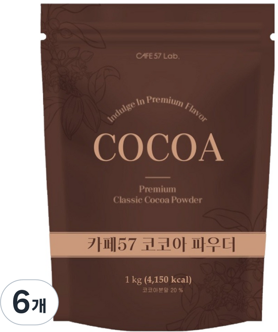 카페57 프리미엄 코코아 파우더, 1kg, 1개입, 6개