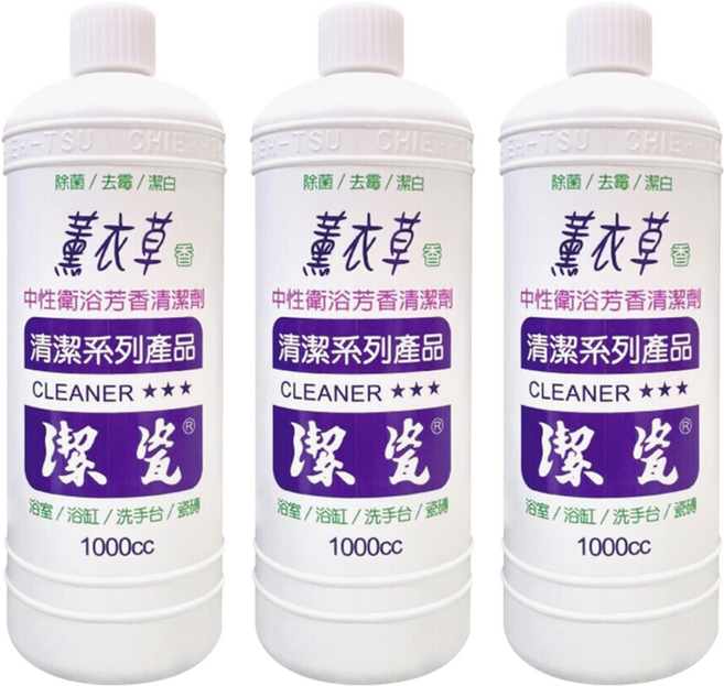 潔瓷 中性衛浴芳香清潔劑, 1L, 3瓶