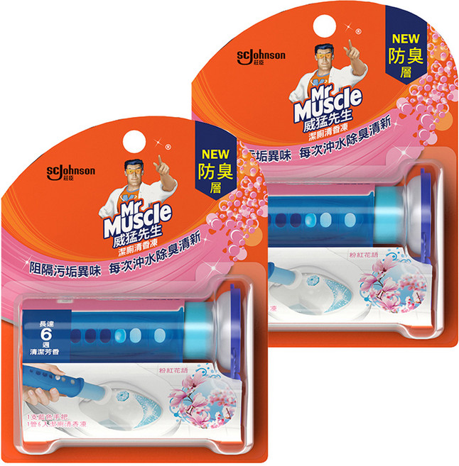 Mr Muscle 威猛先生 潔廁清香凍組 手把 + 管凍 粉紅花語, 38g, 2組