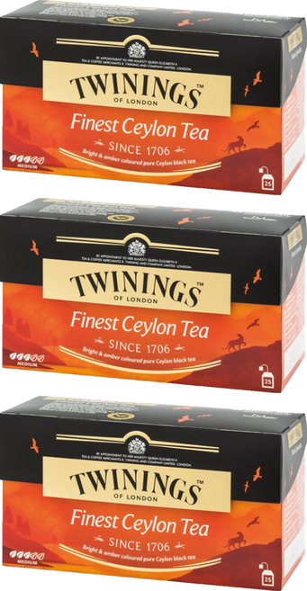 TWININGS 唐寧茶 極品錫蘭茶, 2g, 25包, 3盒