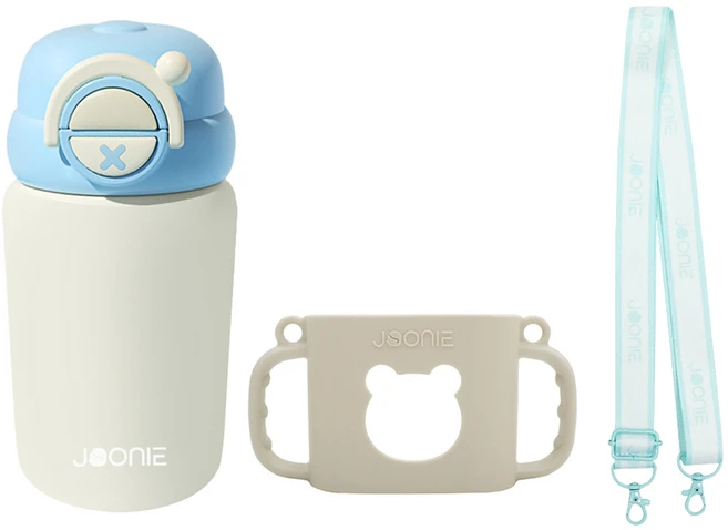 주니 2in1컵 240ml + 실리콘 컵홀더 + 스트랩 세트, 블루, 1세트 - 쿠팡