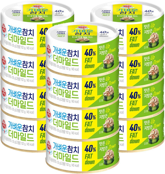 오뚜기 가벼운참치 더마일드, 135g, 12개