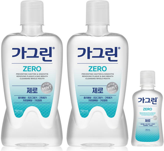 가그린 제로 구강청결제 750ml 2p + 100ml, 1세트, 1.6L