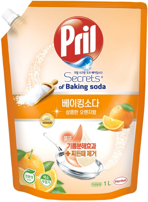 프릴 시크릿오브 베이킹소다 주방세제 상큼한 오렌지향, 1L, 1개