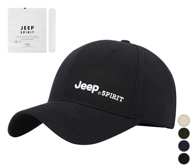 JEEPSPIRIT 남녀공용 캐주얼 볼캡 야구모자 + 지프전용포장 + 땀패드 블랙 둘레 56~61cm