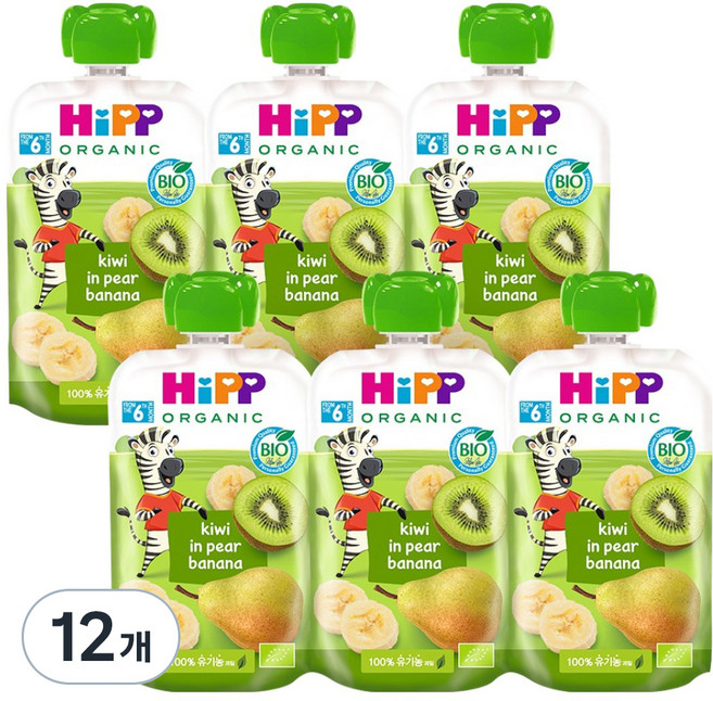 힙 이유식, 혼합맛(키위/페어/바나나), 100g, 12개