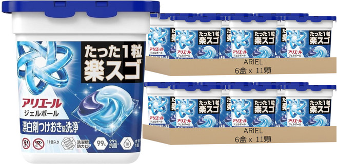 ARIEL 日本原裝進口 極淨進化4D抗菌去漬洗衣球 藍色, 12盒, 11顆