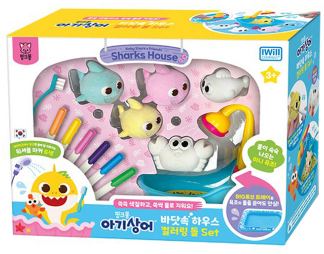 pinkfong 碰碰狐 鯊魚寶寶海底屋著色娃娃組, 混合顏色, 1個