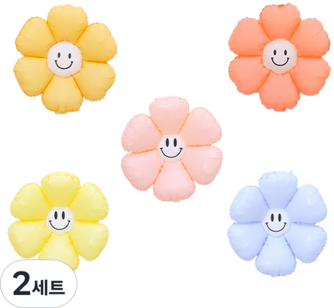 피앤비유니티 무광마카롱 스마일 데이지풍선 세트, 02, 2세트