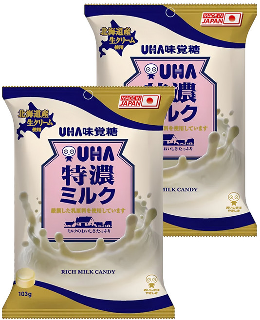 UHA 味覺糖 特濃牛奶糖, 103g, 2袋