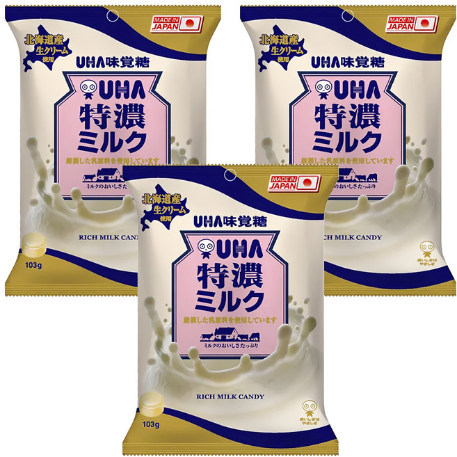 UHA 味覺糖 特濃牛奶糖, 103g, 3袋