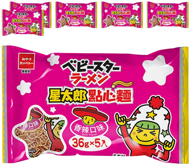 OYATSU 優雅食 BABY STAR 星太郎 點心麵 中香辣分享包 36g x 5入, 180g, 6包