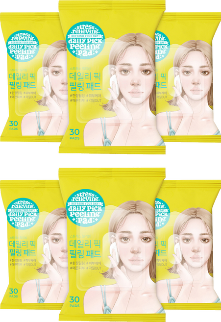 [비건뷰티] 아리얼 데일리 픽 각질 필링패드, 30개입, 6개