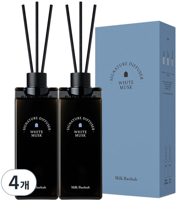 밀크바오밥 시그니처 대용량 디퓨저, 화이트머스크, 500ml, 4개