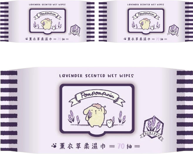 布丁狗 薰衣草柔濕巾 掀蓋包, 1入, 3包