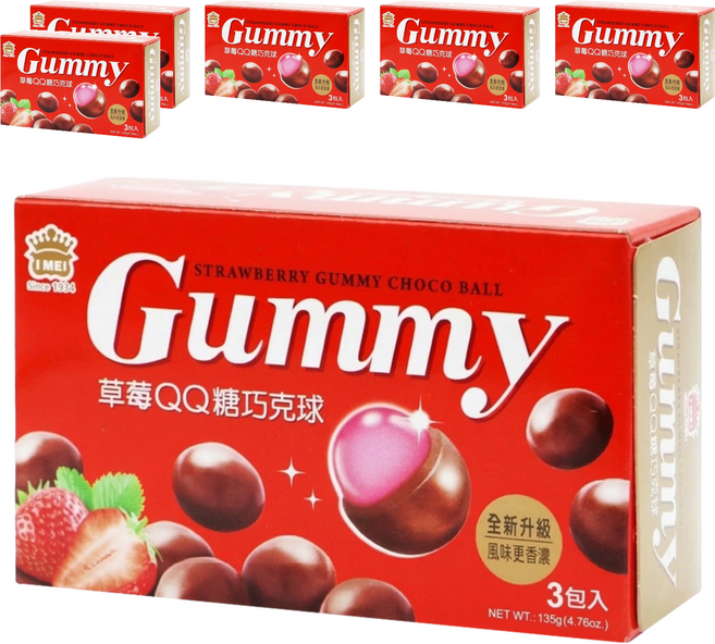 義美 QQ糖巧克球 量販 草莓風味, 6盒, 135g