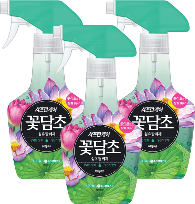 샤프란 꽃담초 섬유탈취제 연꽃향 본품, 400ml x 3개, 3개, 400ml