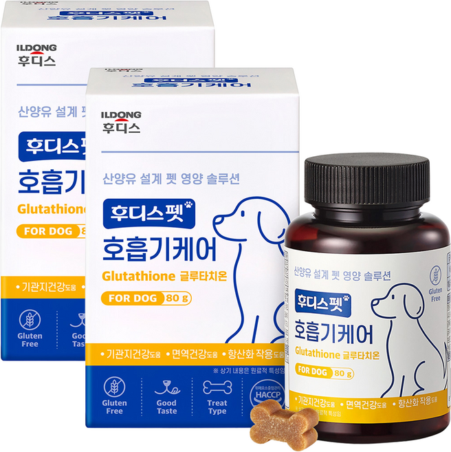 후디스펫 강아지 영양제, 80g, 호흡기/기관지, 2개