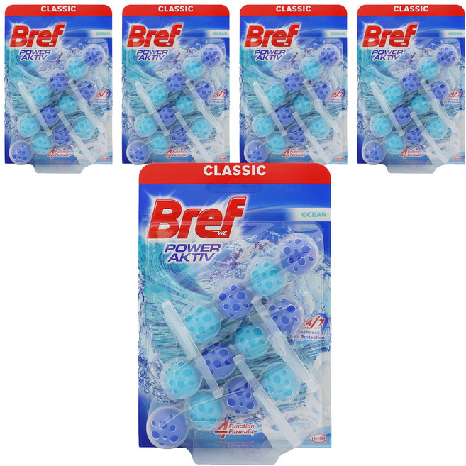 BREF 妙力 強力馬桶芳香清潔球 藍色 海洋香氛 3個, 150g, 5組