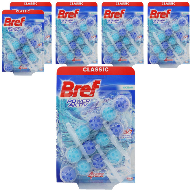 BREF 妙力 強力馬桶芳香清潔球 藍色 海洋香氛 3個, 150g, 6組