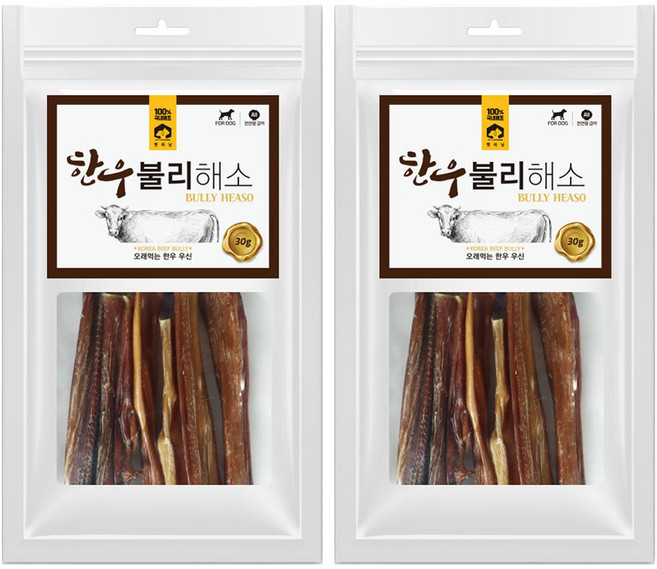 펫러닝 강아지 불리해소 한우, 소고기, 30g, 2개