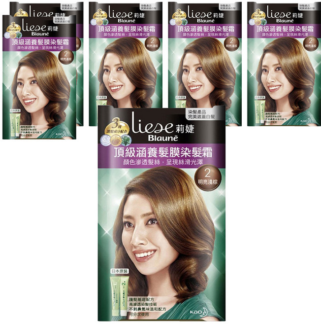 Liese 莉婕 頂級涵養髮膜染髮霜, 2 明亮淺棕, 6盒