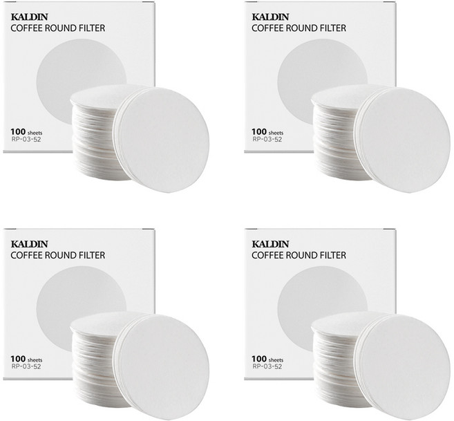 칼딘 모카포트 포터필터 여과지 더치커피기구 올 라운드 필터 화이트 60mm, 100개입, 4개