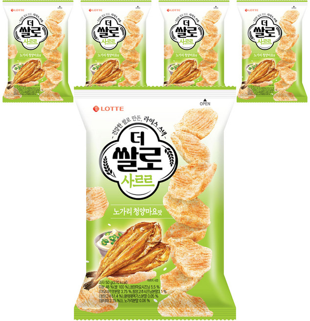 더쌀로 사르르 노가리 청양마요맛, 5개, 50g