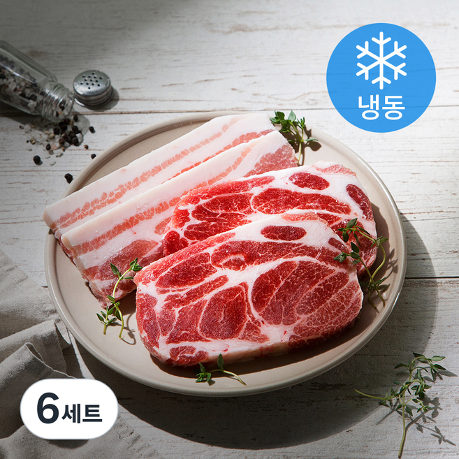 6다이닝 듀록 삼겹살 300g + 목살 300g (냉동), 6세트