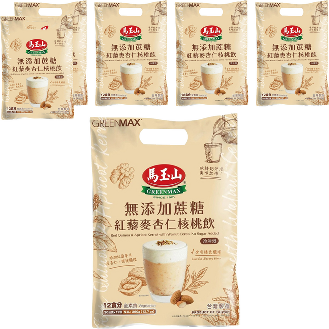 馬玉山 無添加蔗糖紅藜麥杏仁核桃飲, 30g, 12包, 6袋