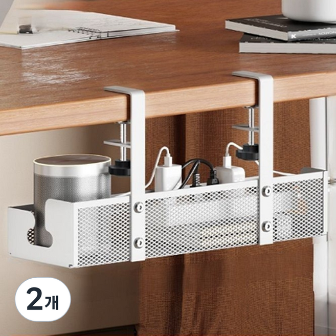 마코제이 무타공 책상 멀티탭 거치대 선반, 2개, 화이트