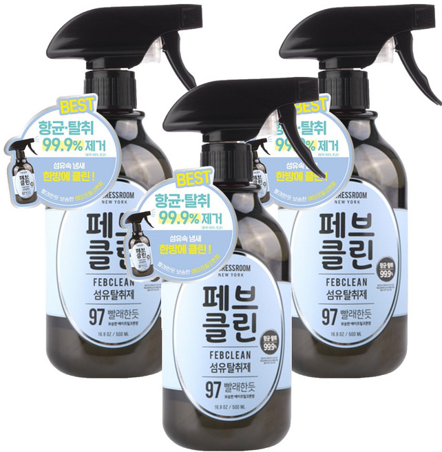더블유드레스룸 페브클린 섬유탈취제 본품, 500ml, 3개