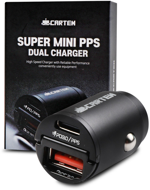 카템 슈퍼미니 초고속 PPS 차량용 듀얼 충전기 30W, CT500, 블랙