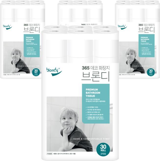 브론디 365 데코 화장지 27m, 30개입, 4개