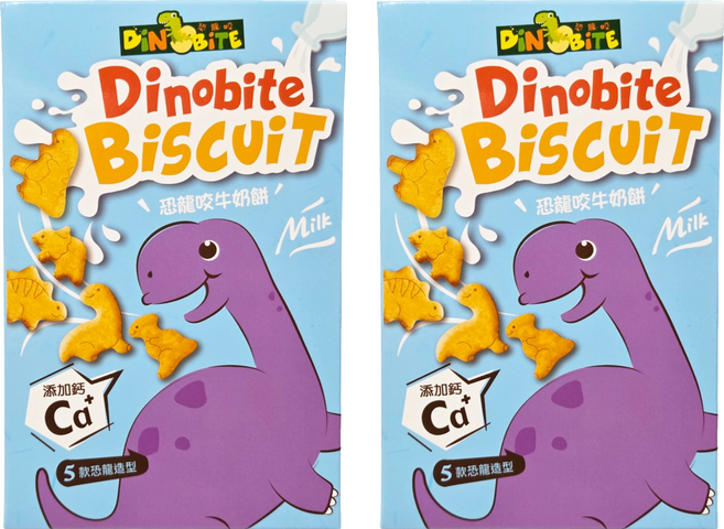 DiNOBiTE 恐龍咬 牛奶餅 外盒款式隨機, 60g, 2盒