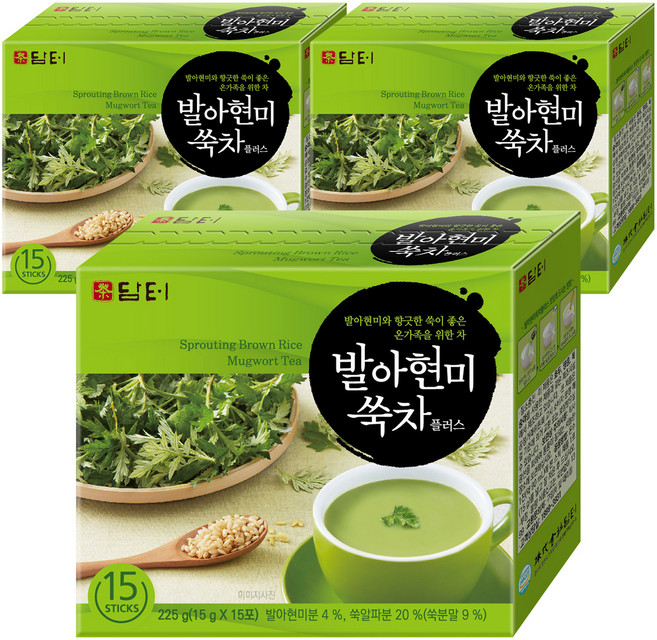 담터 발아현미 쑥차 플러스, 15g, 15개입, 3개